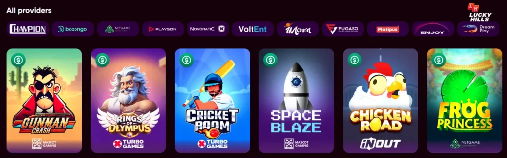 Play instant games for quick wins at Lucky Hills