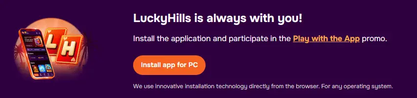 Lucky Hills Casino on phone with free spins offer